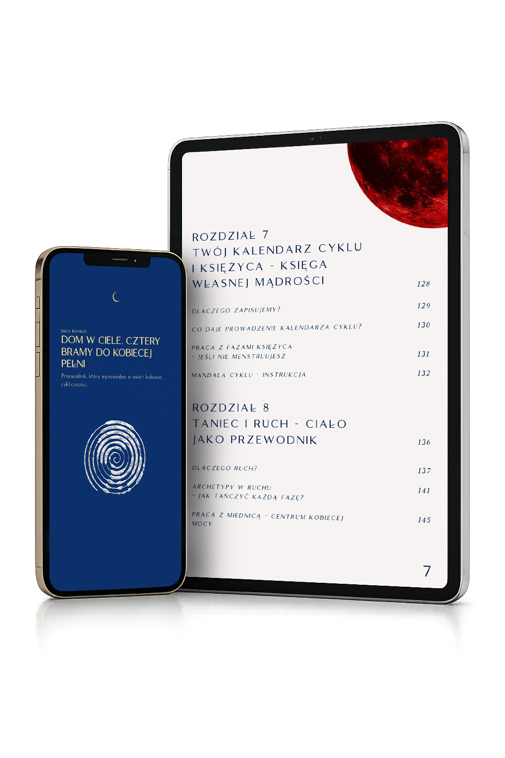 Mockup ebooka Dom w Ciele na telefonie i tablecie